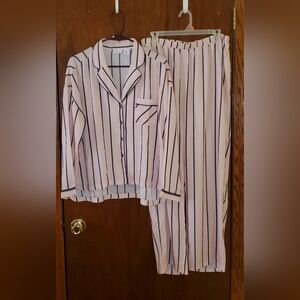 Tabitha Webb Striped Pink Pajama Set Sz Large